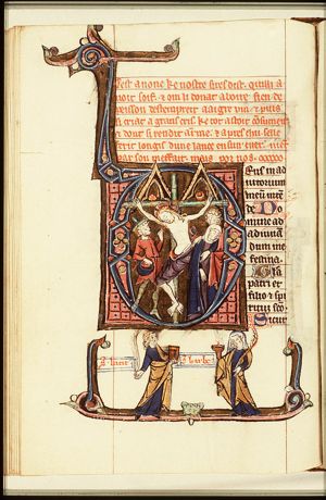 The Crucifixion, with Mary and St. John, Longinus pierces Christ's side with a lance