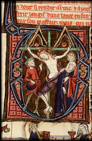 The Crucifixion, with Mary and St. John, Longinus pierces Christ's side with a lance