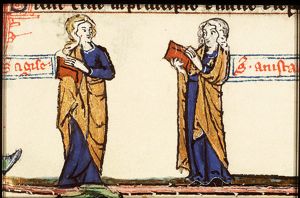 St. Acharius, Bishop of Noyon, holding a book and St. Anastasius, Bishop of Rome, holding a book