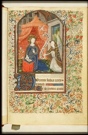 The Annunciation: Gabriel announces Christ's birth to Mary