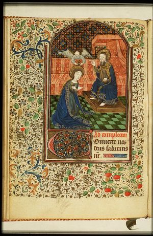 The coronation of Mary by an angel before God enthroned in heaven