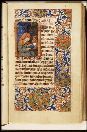 The Evangelist St. Mark reading, with his symbol the lion