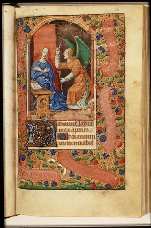 The Annunciation: Gabriel announces Christ's birth to Mary