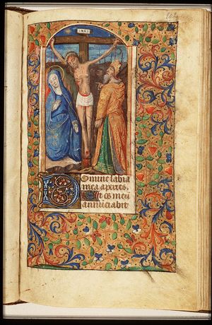 The Crucifixion, with Mary, St. John, the confessing centurion(?), and soldiers