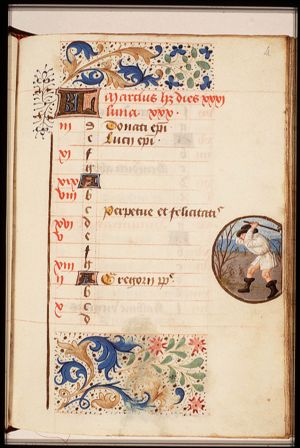 March: a man chopping wood