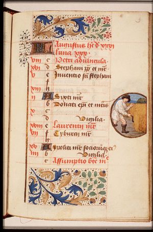 August: a man reaping corn