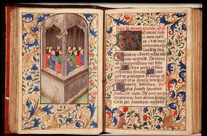 Pentecost: the Holy Spirit descends upon Mary and the apostles
