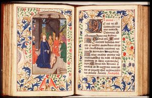 The Nativity: the adoration of the Christ-child by Mary, St. Joseph, and angels