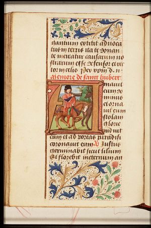 The conversion of St. Hubert of Liège: he is confronted with a stag bearing a crucifix between its antlers