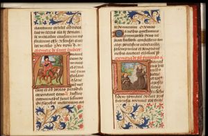 The conversion of St. Hubert of Liège: he is confronted with a stag bearing a crucifix between its antlers