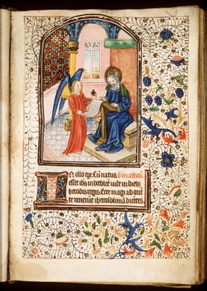 The Evangelist St. Matthew writing, with his symbol the angel