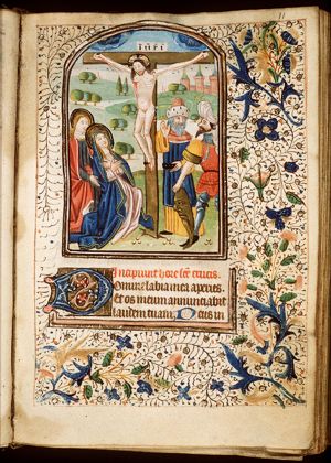 The Crucifixion, with Mary, St. John, the confessing centurion(?) and a soldier(?)