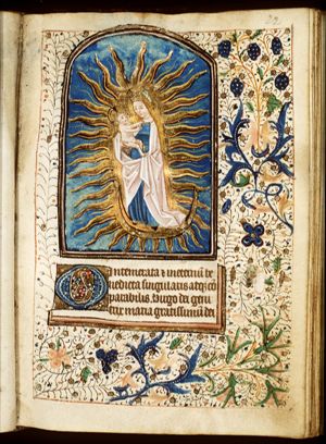 Madonna: Mary standing on the crescent, holding the Christ-child