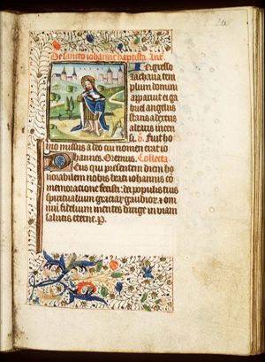St. John the Baptist holding a book and the Lamb of God (Agnus Dei)
