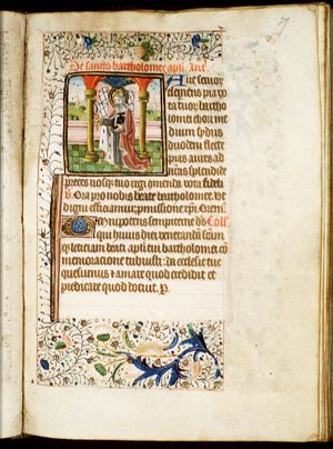 St. Bartholomew holding a knife and a book