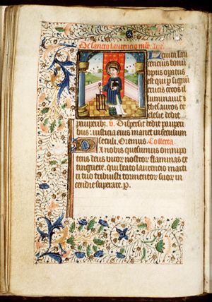 St. Laurence of Rome holding a gridiron and a book