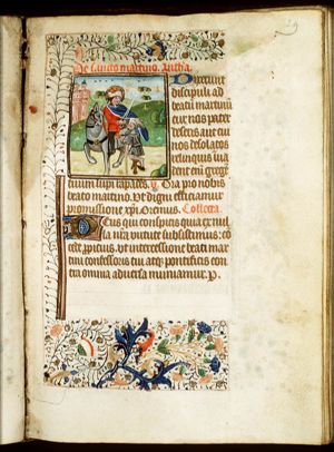 St. Martin, Bishop of Tours, gives part of his cloak to a beggar
