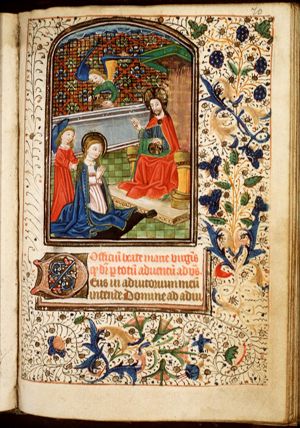 The coronation of Mary by an angel before Christ enthroned in heaven