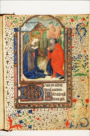 The Nativity: the adoration of the Christ-child by Mary, St. Joseph reading