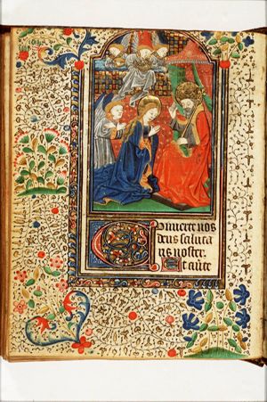 The coronation of Mary by an angel before God enthroned in heaven