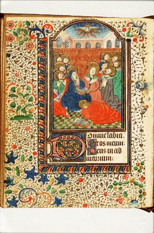 Pentecost: the Holy Spirit descends upon Mary and the apostles