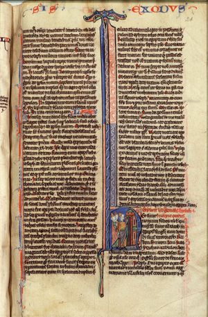 Moses rebuking two Israelites who were quarreling(?)