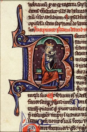 David playing the harp