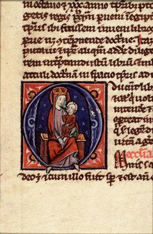 Madonna: Mary enthroned, holding the Christ-child