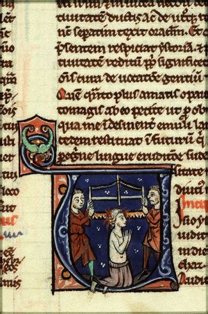 The martyrdom of Isaiah: he is sawn in two