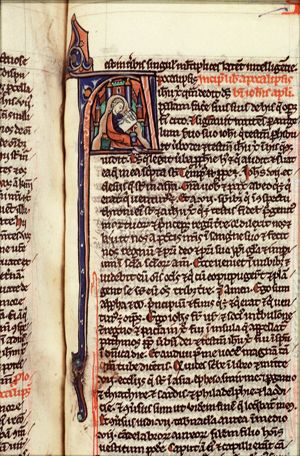 The Evangelist St. John writing on the island of Patmos