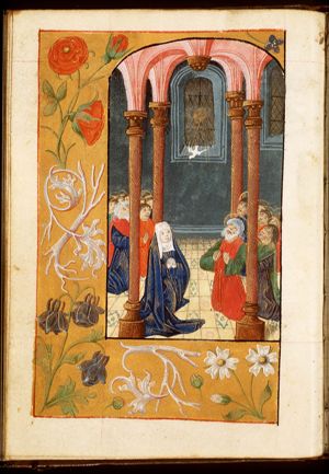 Pentecost: the Holy Spirit descends upon Mary and the apostles