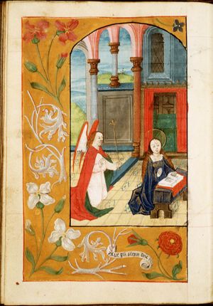 The Annunciation: Gabriel announces Christ's birth to Mary