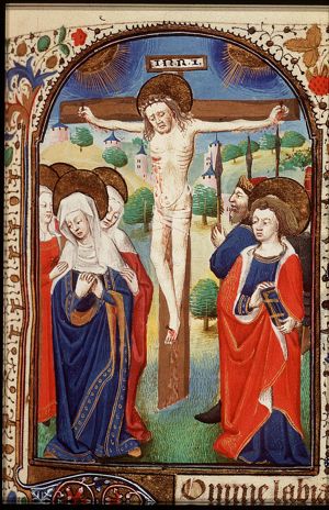 The Crucifixion, with Mary, St. John, St. Mary Magdalene and other female saints, and soldiers