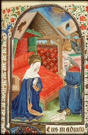 The Nativity: the adoration of the Christ-child by Mary and St. Joseph