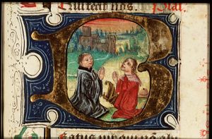 David at prayer, with kneeling donor