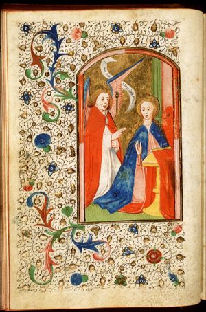 The Annunciation: Gabriel announces Christ's birth to Mary