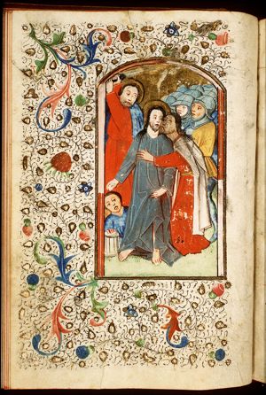 The arrest of Christ: the kiss of Judas; the ear of Malchus cut off by St. Peter