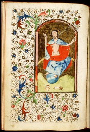 The Last Judgement: Christ on a rainbow raises the dead