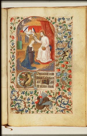 The coronation of Mary by an angel before God enthroned in heaven