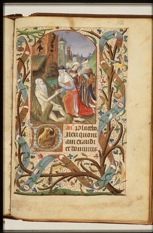 Job on the dung-hill is visited by his three friends