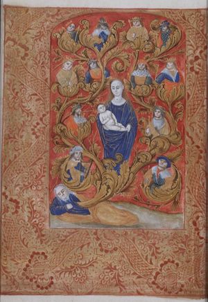 The Tree of Jesse: genealogical tree sprouting from Jesse's loins