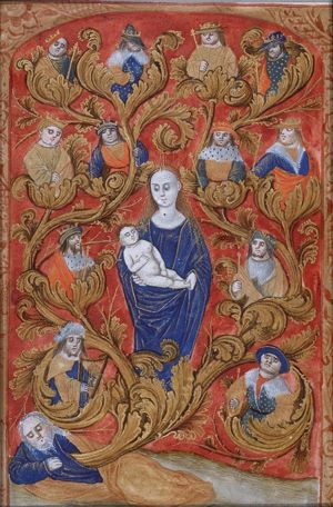 The Tree of Jesse: genealogical tree sprouting from Jesse's loins