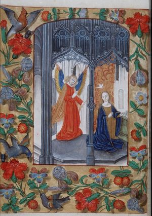 The Annunciation: Gabriel announces Christ's birth to Mary