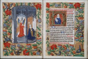 The Annunciation: Gabriel announces Christ's birth to Mary