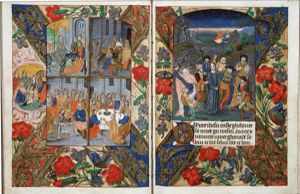 The Entry into Jerusalem: Christ enters the city-gate on an ass