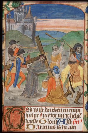 The carrying of the cross: Christ bears the cross