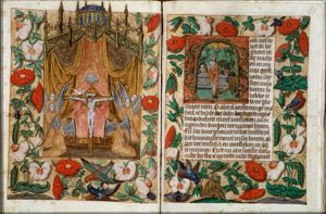 The Trinity: God the Father holding the crucifix: Mercy-Seat with angels
