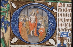 Christ appears to the apostles gathered behind locked doors