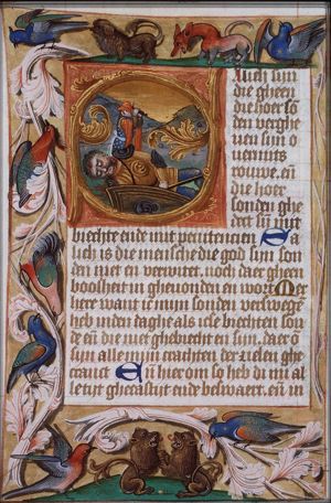 David and Goliath: David beheads Goliath with his sword