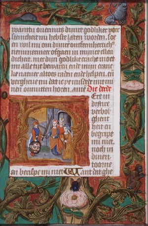 David carrying the head of Goliath, is welcomed by the women of Israel
